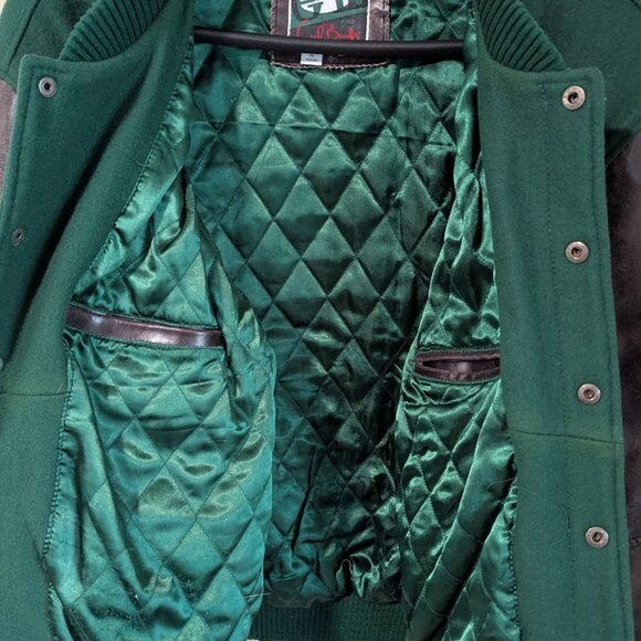 New York Jets Vintage Wool Blend Jacket with Real Leather Sleeves - Picture 6 of 9